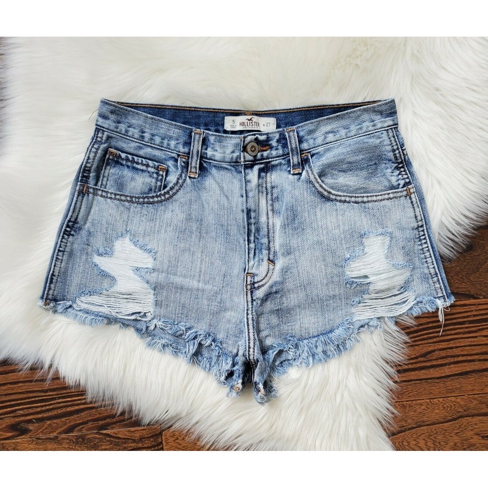 Hollister High Rise Distressed Denim Shorts Women's size 27